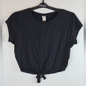 NWT Koy Resort Black Knotted Short Sleeve Crop Top Small
